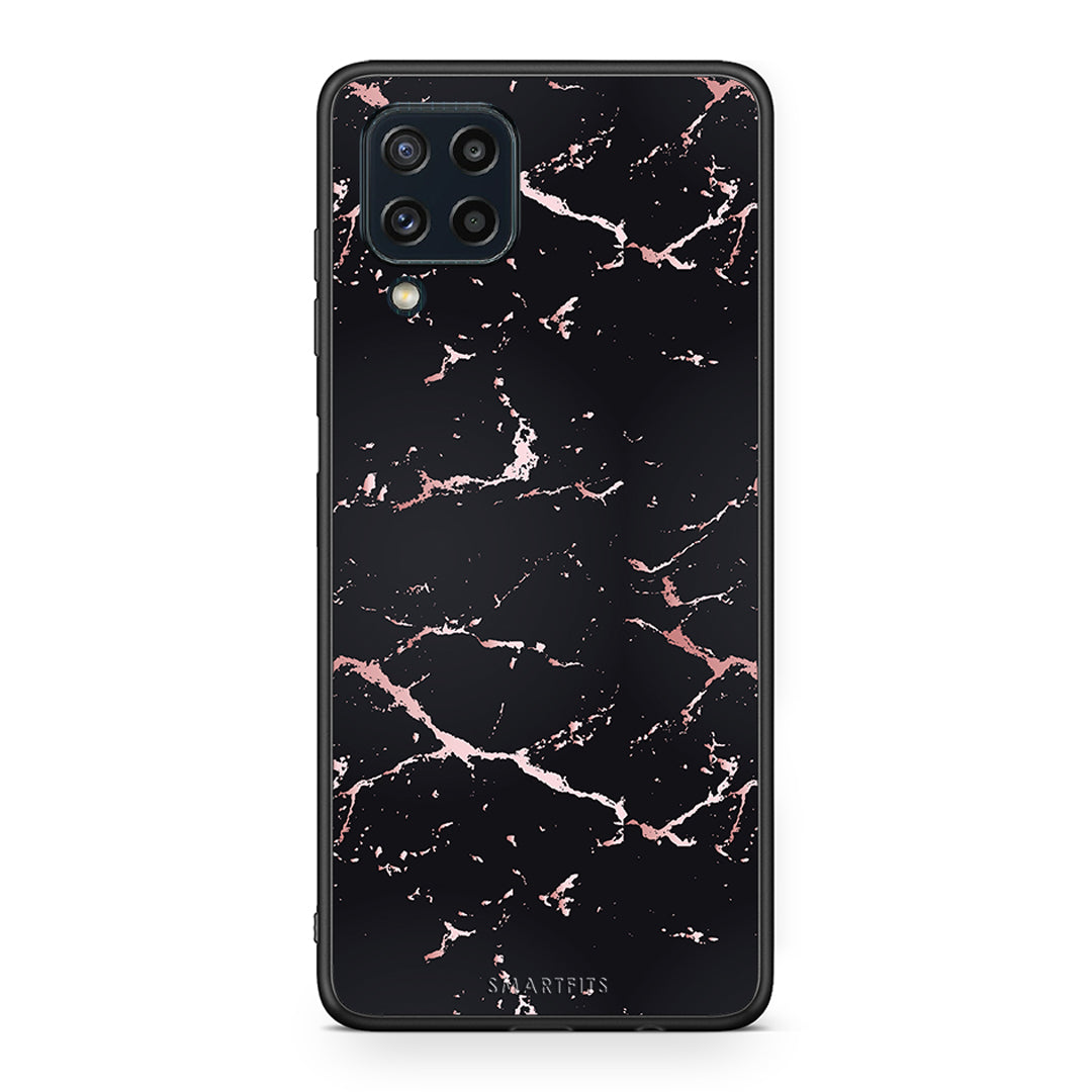 4 - Samsung M32 4G Black Rosegold Marble case, cover, bumper