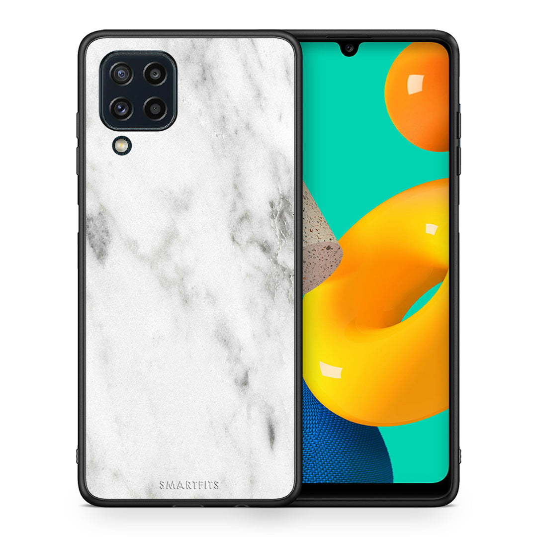 Θήκη Samsung M32 4G White Marble από τη Smartfits με σχέδιο στο πίσω μέρος και μαύρο περίβλημα | Samsung M32 4G White Marble case with colorful back and black bezels