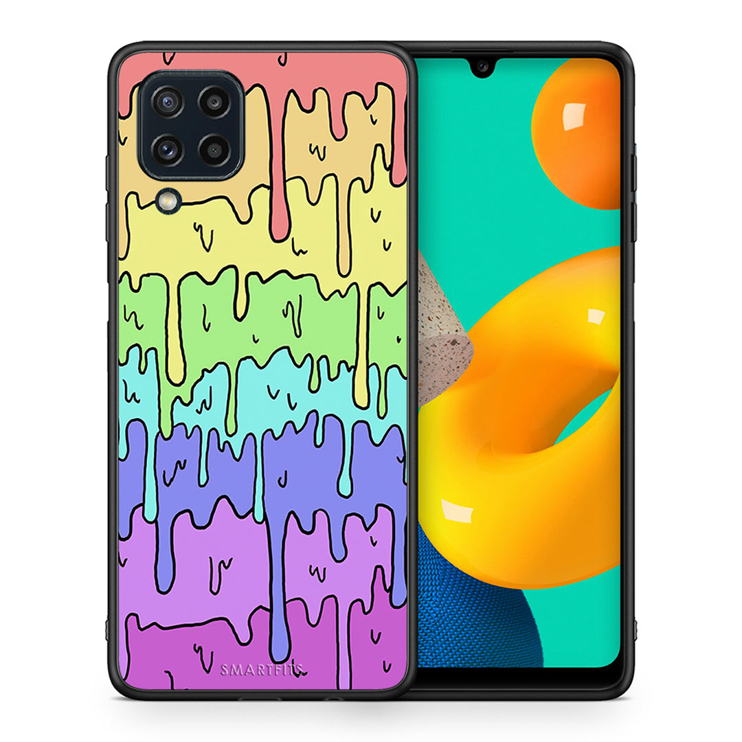 Θήκη Samsung M32 4G Melting Rainbow από τη Smartfits με σχέδιο στο πίσω μέρος και μαύρο περίβλημα | Samsung M32 4G Melting Rainbow case with colorful back and black bezels