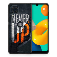 Thumbnail for Θήκη Αγίου Βαλεντίνου Samsung M32 4G Never Give Up από τη Smartfits με σχέδιο στο πίσω μέρος και μαύρο περίβλημα | Samsung M32 4G Never Give Up case with colorful back and black bezels