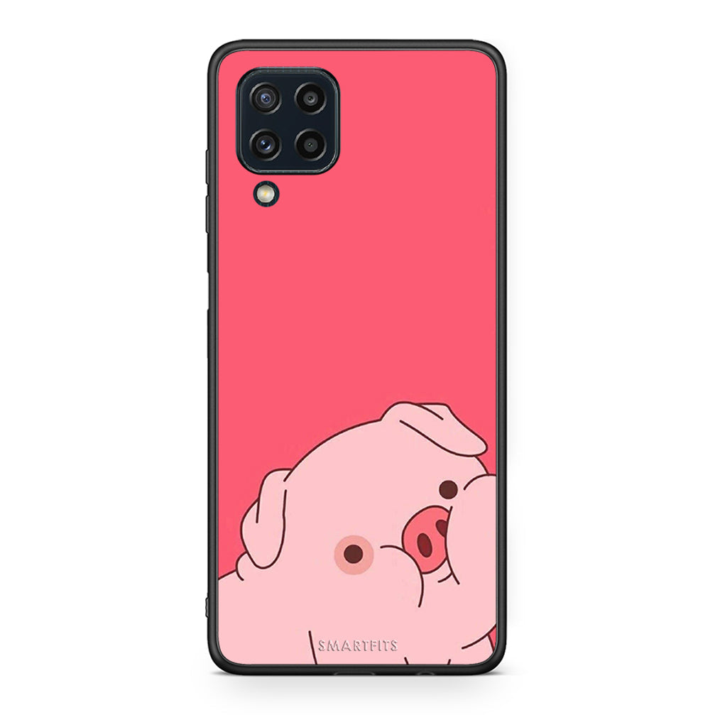 Samsung M32 4G Pig Love 1 Θήκη Αγίου Βαλεντίνου από τη Smartfits με σχέδιο στο πίσω μέρος και μαύρο περίβλημα | Smartphone case with colorful back and black bezels by Smartfits