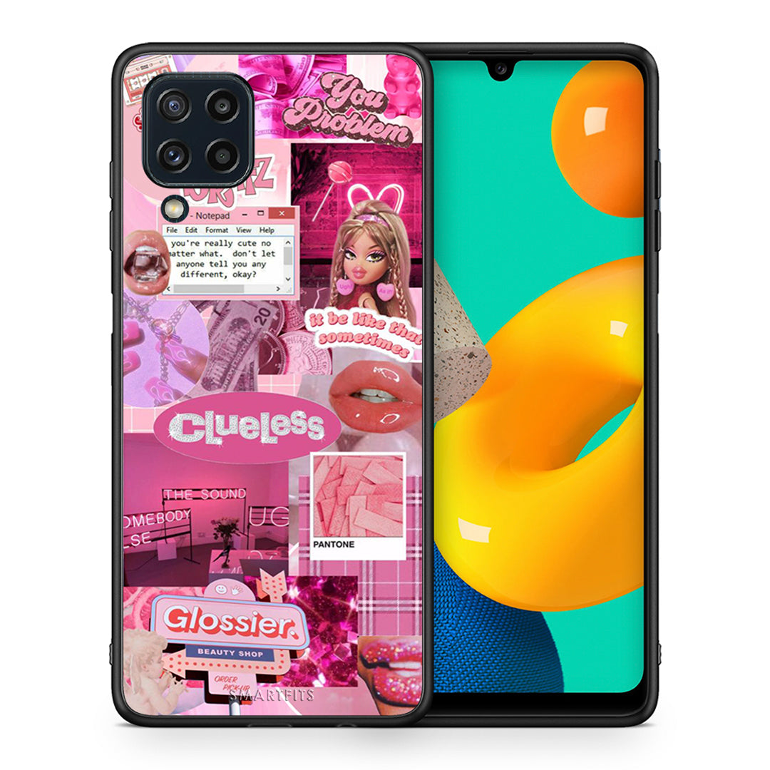 Θήκη Αγίου Βαλεντίνου Samsung M32 4G Pink Love από τη Smartfits με σχέδιο στο πίσω μέρος και μαύρο περίβλημα | Samsung M32 4G Pink Love case with colorful back and black bezels