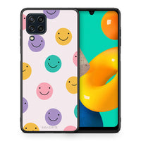 Thumbnail for Θήκη Samsung M32 4G Smiley Faces από τη Smartfits με σχέδιο στο πίσω μέρος και μαύρο περίβλημα | Samsung M32 4G Smiley Faces case with colorful back and black bezels