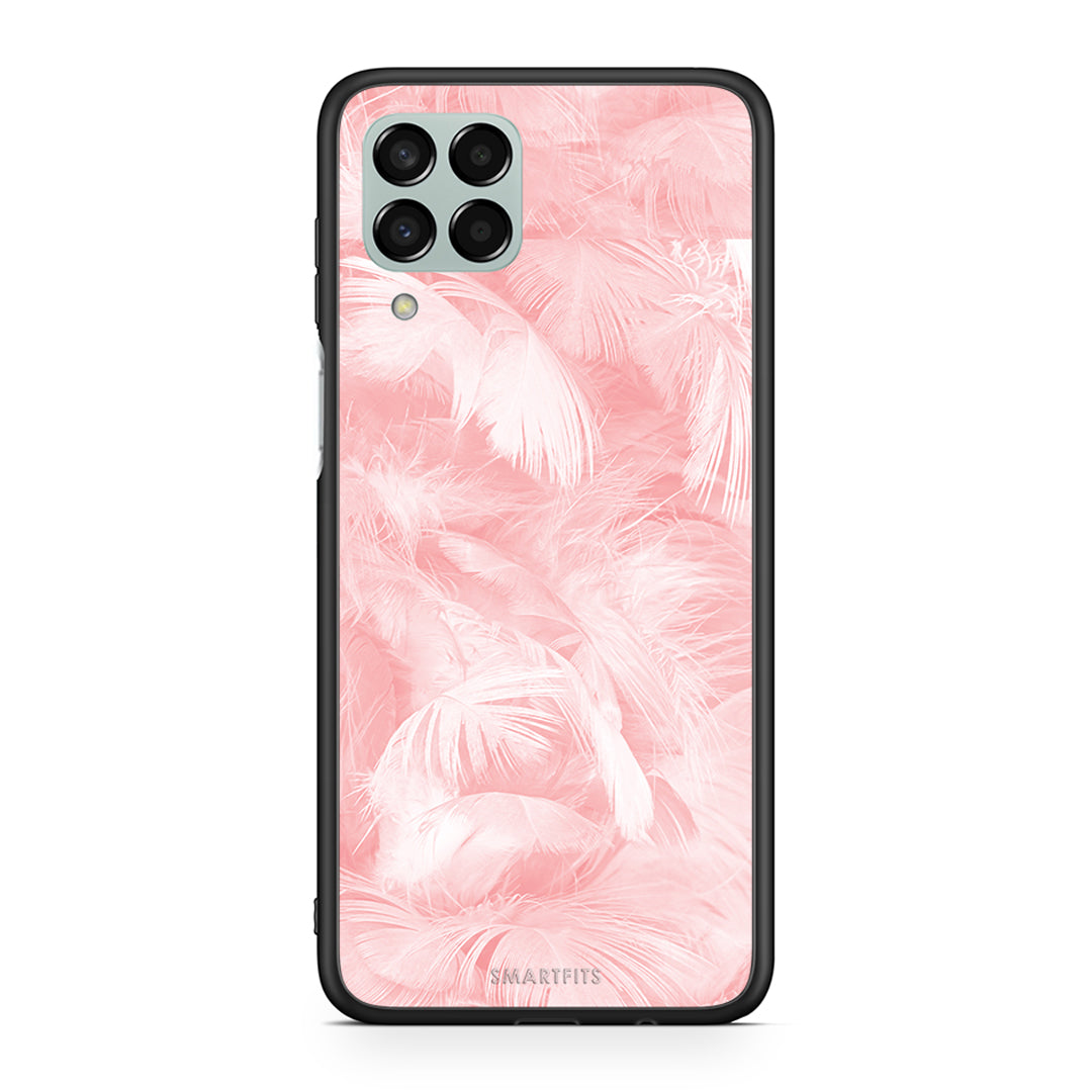 33 - Samsung M33 Pink Feather Boho case, cover, bumper