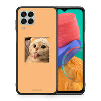 Thumbnail for Θήκη Samsung M33 Cat Tongue από τη Smartfits με σχέδιο στο πίσω μέρος και μαύρο περίβλημα | Samsung M33 Cat Tongue case with colorful back and black bezels