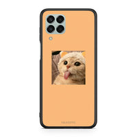 Thumbnail for Samsung M33 Cat Tongue θήκη από τη Smartfits με σχέδιο στο πίσω μέρος και μαύρο περίβλημα | Smartphone case with colorful back and black bezels by Smartfits