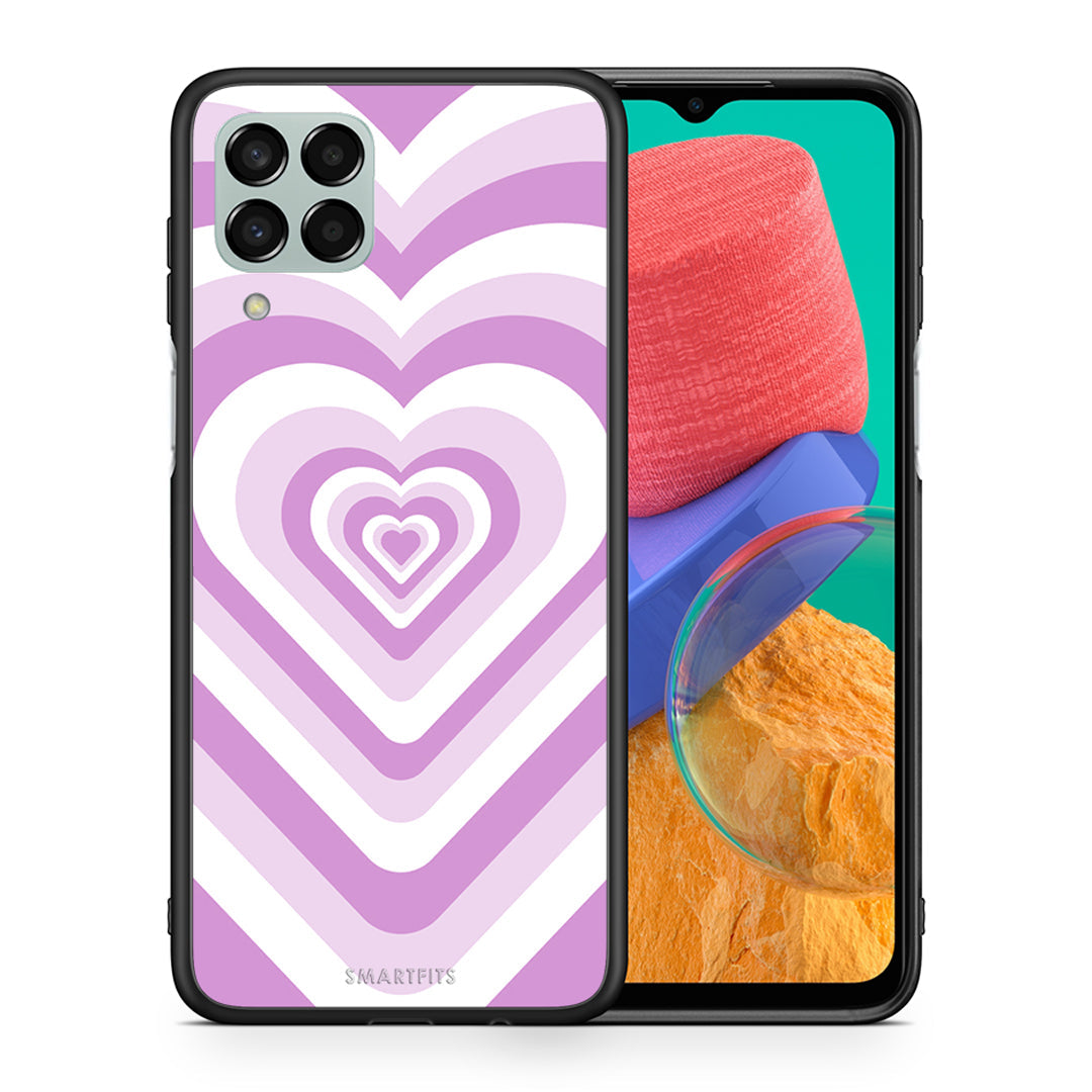 Θήκη Samsung M33 Lilac Hearts από τη Smartfits με σχέδιο στο πίσω μέρος και μαύρο περίβλημα | Samsung M33 Lilac Hearts case with colorful back and black bezels