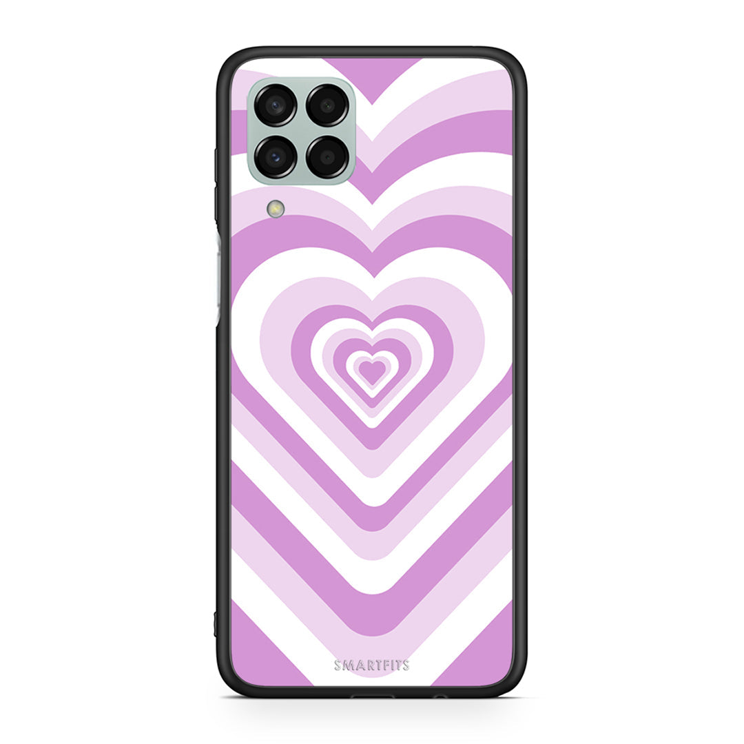 Samsung M33 Lilac Hearts θήκη από τη Smartfits με σχέδιο στο πίσω μέρος και μαύρο περίβλημα | Smartphone case with colorful back and black bezels by Smartfits