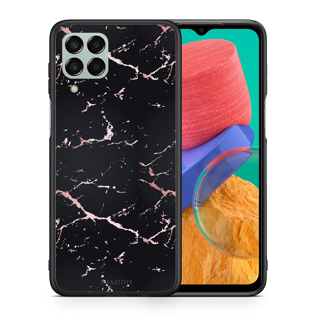 Θήκη Samsung M33 Black Rosegold Marble από τη Smartfits με σχέδιο στο πίσω μέρος και μαύρο περίβλημα | Samsung M33 Black Rosegold Marble case with colorful back and black bezels