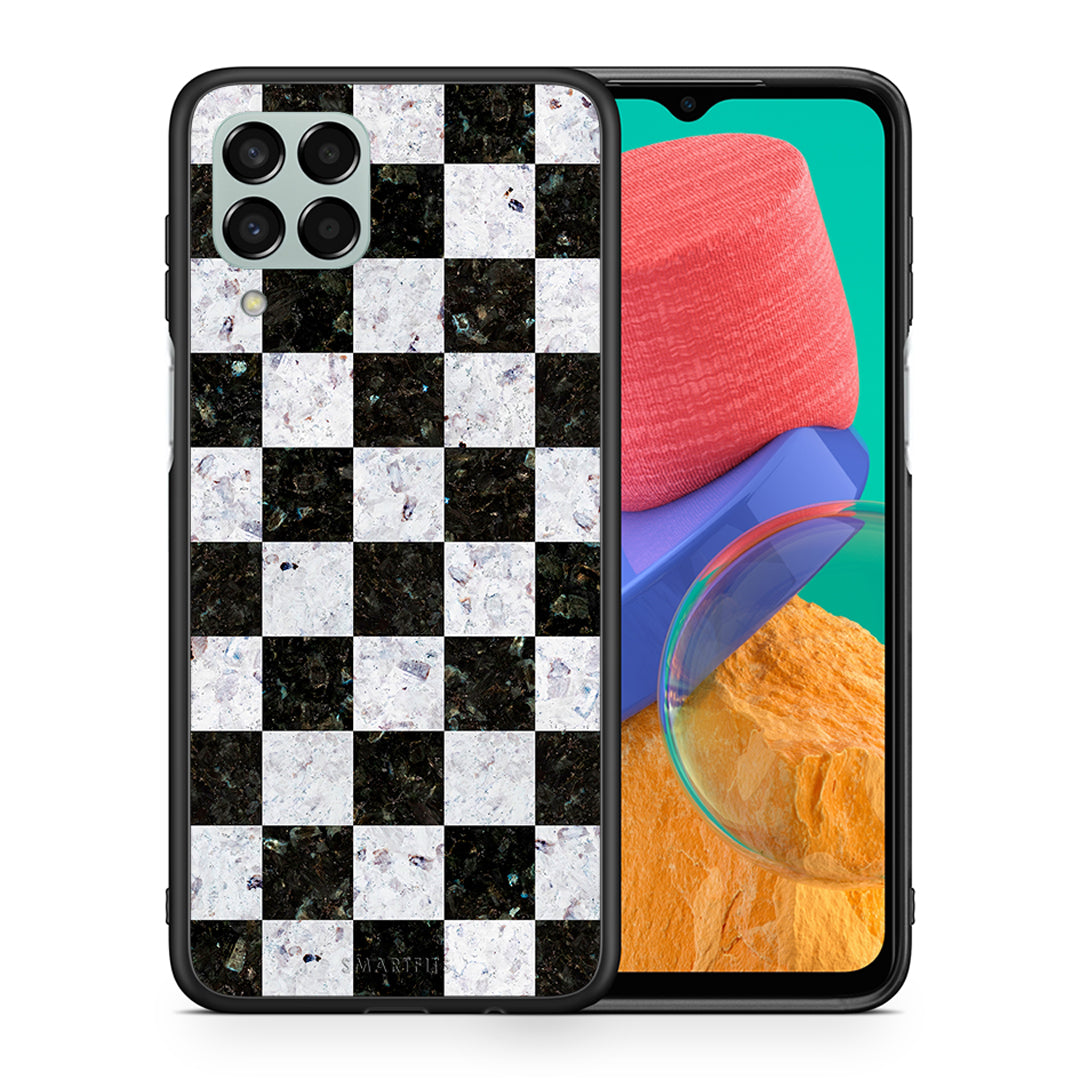 Θήκη Samsung M33 Square Geometric Marble από τη Smartfits με σχέδιο στο πίσω μέρος και μαύρο περίβλημα | Samsung M33 Square Geometric Marble case with colorful back and black bezels