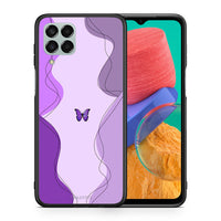 Thumbnail for Θήκη Αγίου Βαλεντίνου Samsung M33 Purple Mariposa από τη Smartfits με σχέδιο στο πίσω μέρος και μαύρο περίβλημα | Samsung M33 Purple Mariposa case with colorful back and black bezels