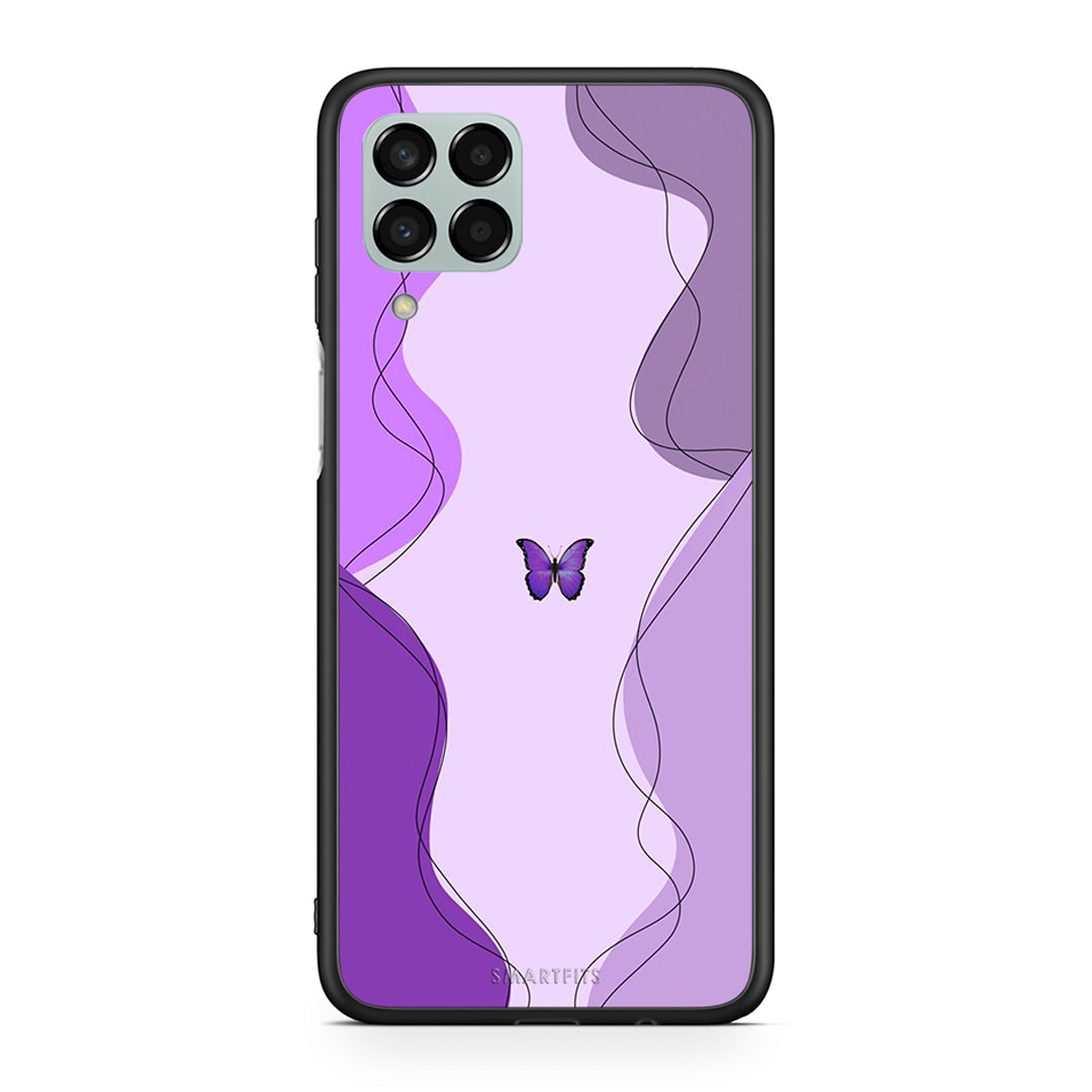 Samsung M33 Purple Mariposa Θήκη Αγίου Βαλεντίνου από τη Smartfits με σχέδιο στο πίσω μέρος και μαύρο περίβλημα | Smartphone case with colorful back and black bezels by Smartfits