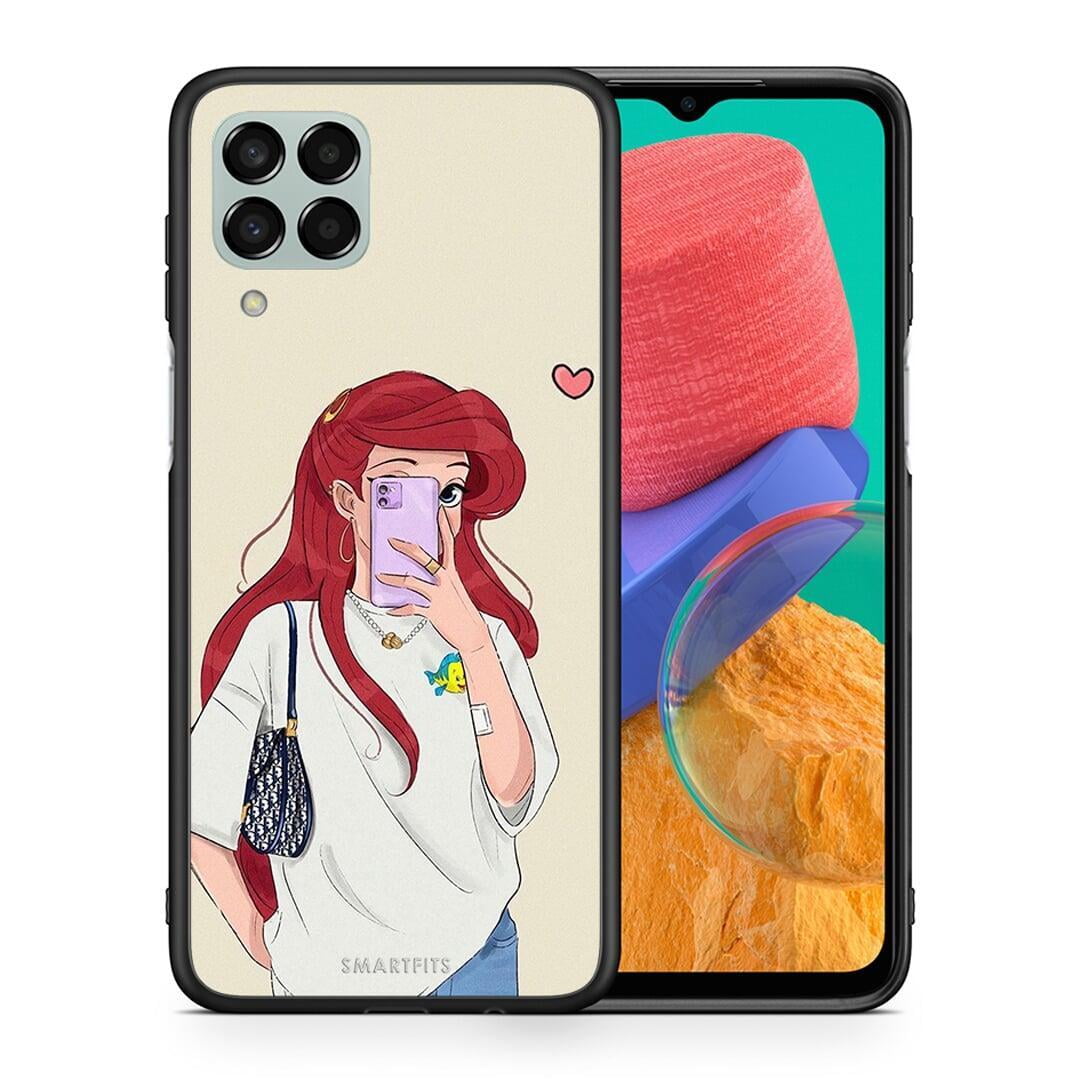 Θήκη Samsung M33 Walking Mermaid από τη Smartfits με σχέδιο στο πίσω μέρος και μαύρο περίβλημα | Samsung M33 Walking Mermaid case with colorful back and black bezels