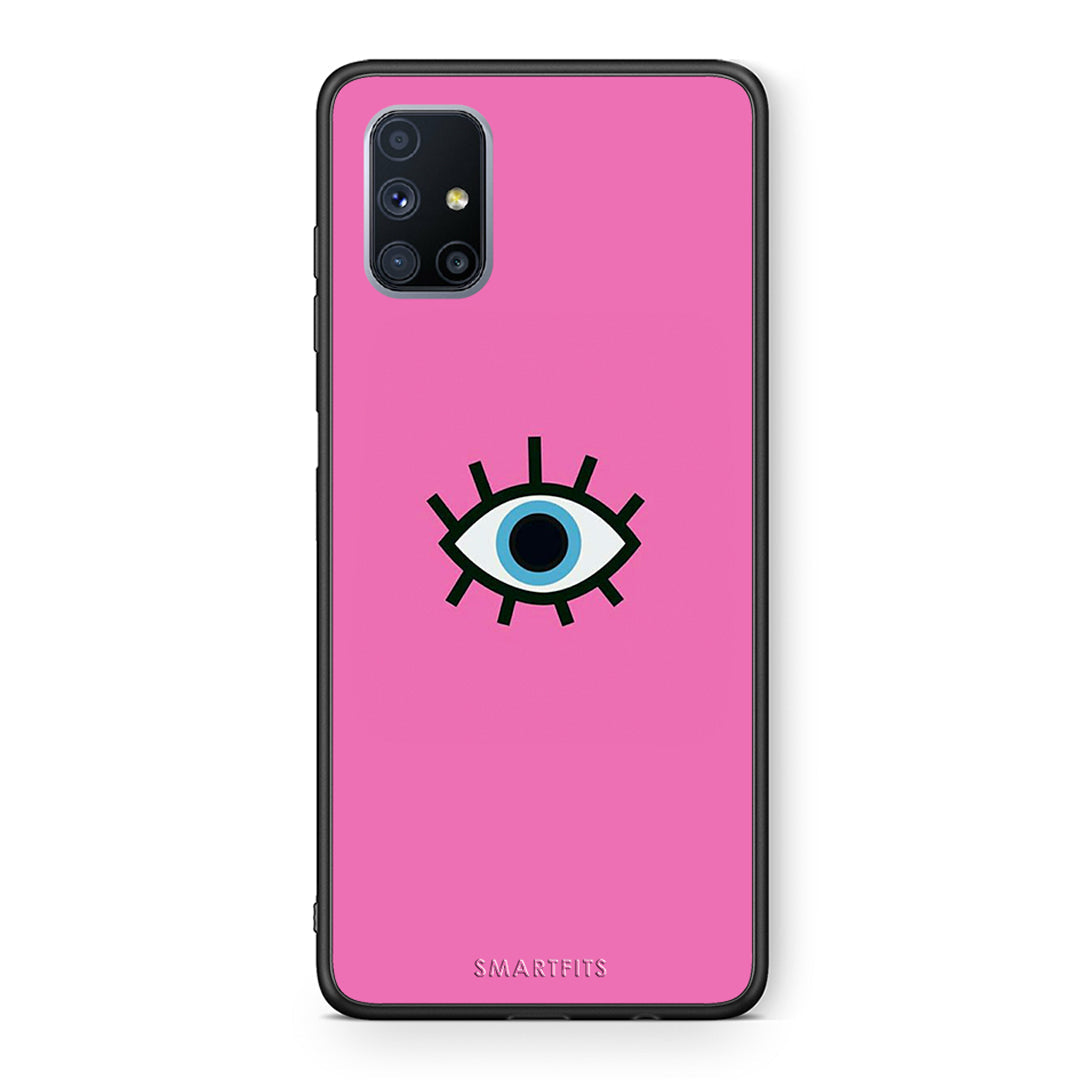 Θήκη Samsung Galaxy M51 Blue Eye Pink από τη Smartfits με σχέδιο στο πίσω μέρος και μαύρο περίβλημα | Samsung Galaxy M51 Blue Eye Pink case with colorful back and black bezels