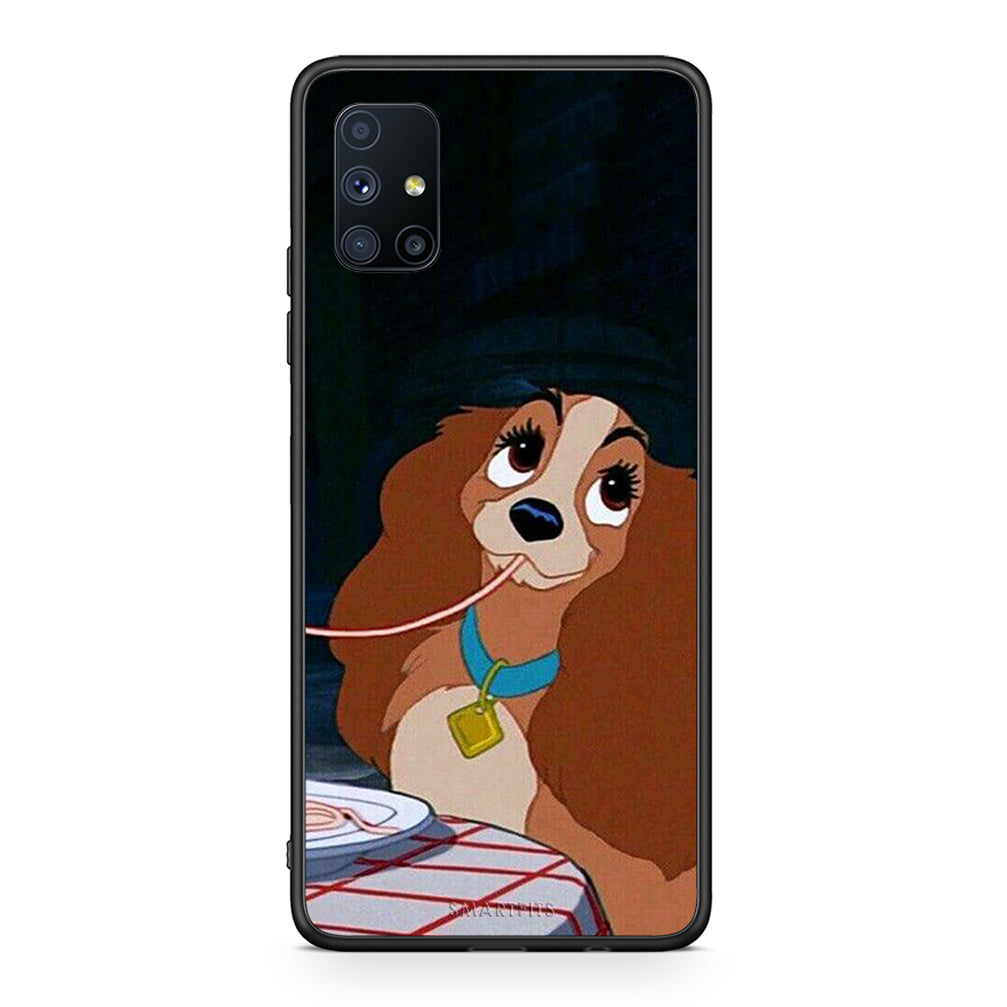 Θήκη Αγίου Βαλεντίνου Samsung Galaxy M51 Lady And Tramp 2 από τη Smartfits με σχέδιο στο πίσω μέρος και μαύρο περίβλημα | Samsung Galaxy M51 Lady And Tramp 2 case with colorful back and black bezels