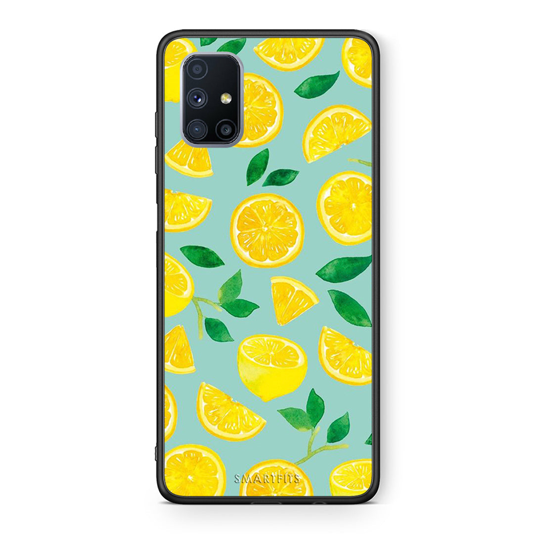 Θήκη Samsung Galaxy M51 Lemons από τη Smartfits με σχέδιο στο πίσω μέρος και μαύρο περίβλημα | Samsung Galaxy M51 Lemons case with colorful back and black bezels