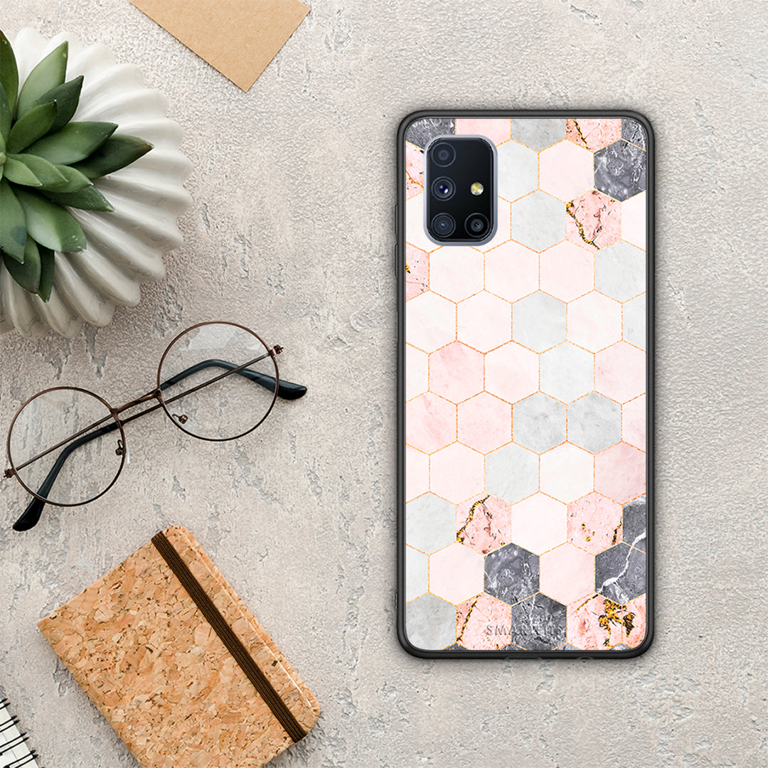 Marble Hexagon Pink - Samsung Galaxy M51 case