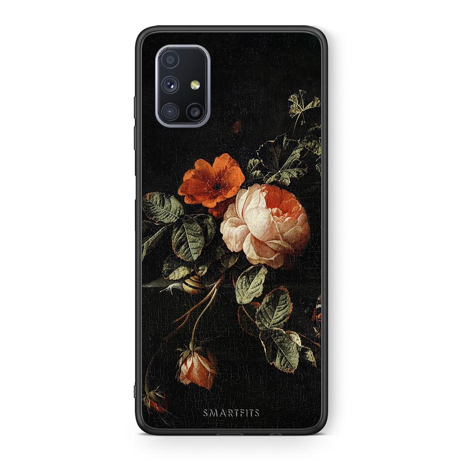 Θήκη Samsung Galaxy M51 Vintage Roses από τη Smartfits με σχέδιο στο πίσω μέρος και μαύρο περίβλημα | Samsung Galaxy M51 Vintage Roses case with colorful back and black bezels