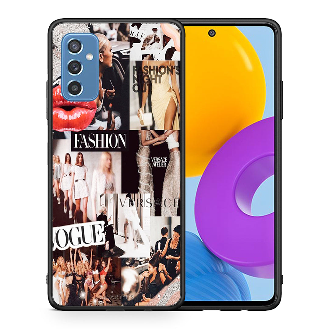 Θήκη Αγίου Βαλεντίνου Samsung M52 5G Collage Fashion από τη Smartfits με σχέδιο στο πίσω μέρος και μαύρο περίβλημα | Samsung M52 5G Collage Fashion case with colorful back and black bezels