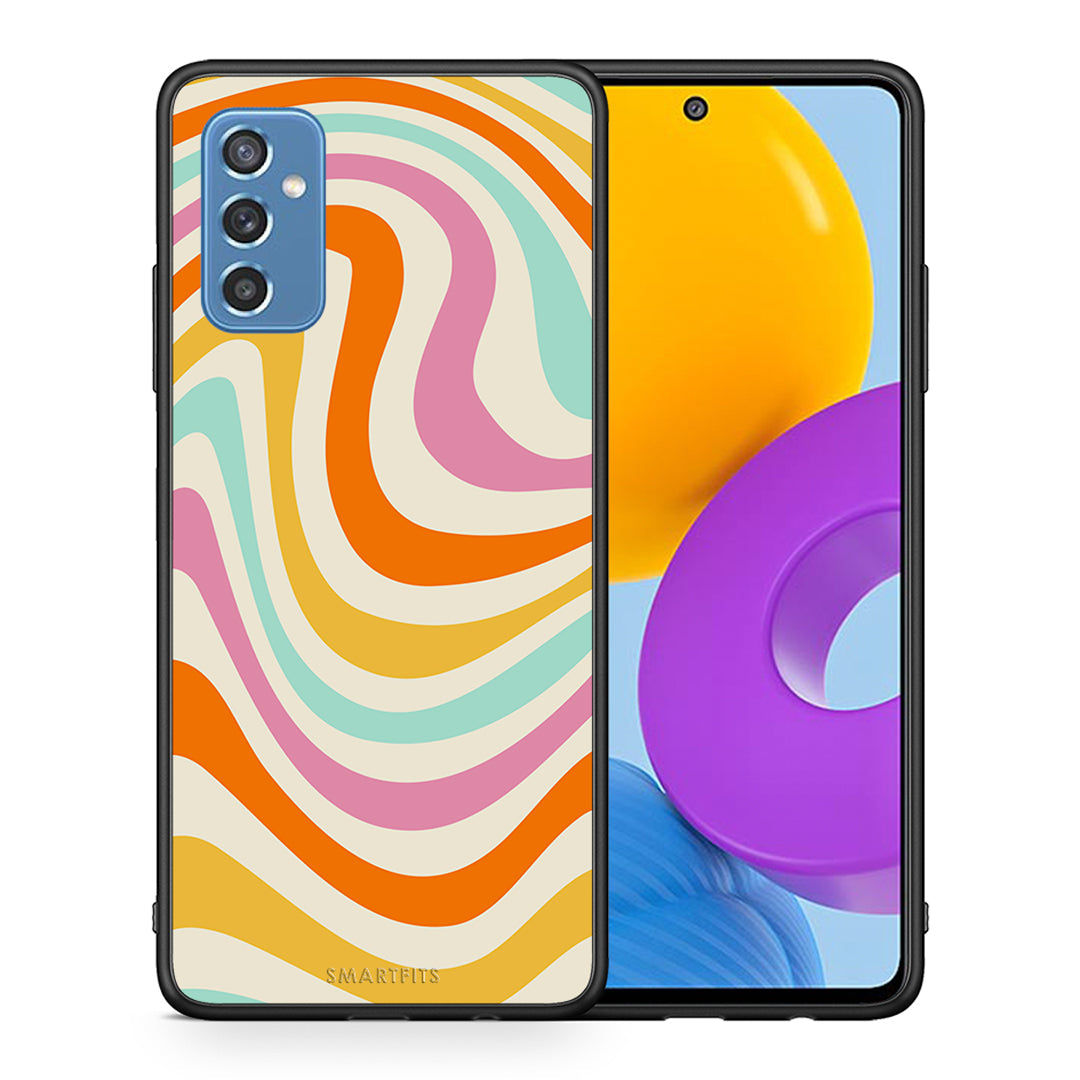 Θήκη Samsung M52 5G Colourful Waves από τη Smartfits με σχέδιο στο πίσω μέρος και μαύρο περίβλημα | Samsung M52 5G Colourful Waves case with colorful back and black bezels