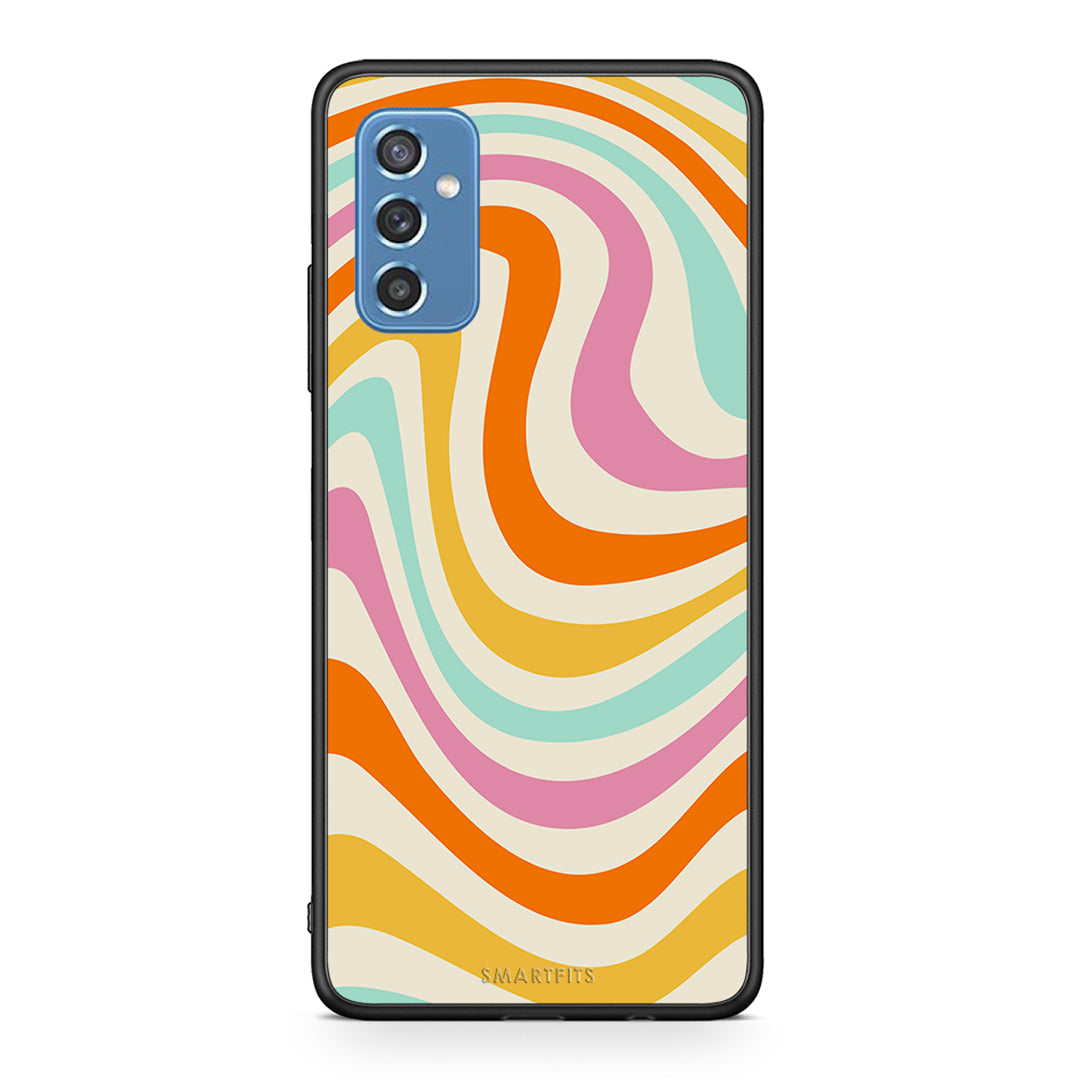 Samsung M52 5G Colourful Waves θήκη από τη Smartfits με σχέδιο στο πίσω μέρος και μαύρο περίβλημα | Smartphone case with colorful back and black bezels by Smartfits