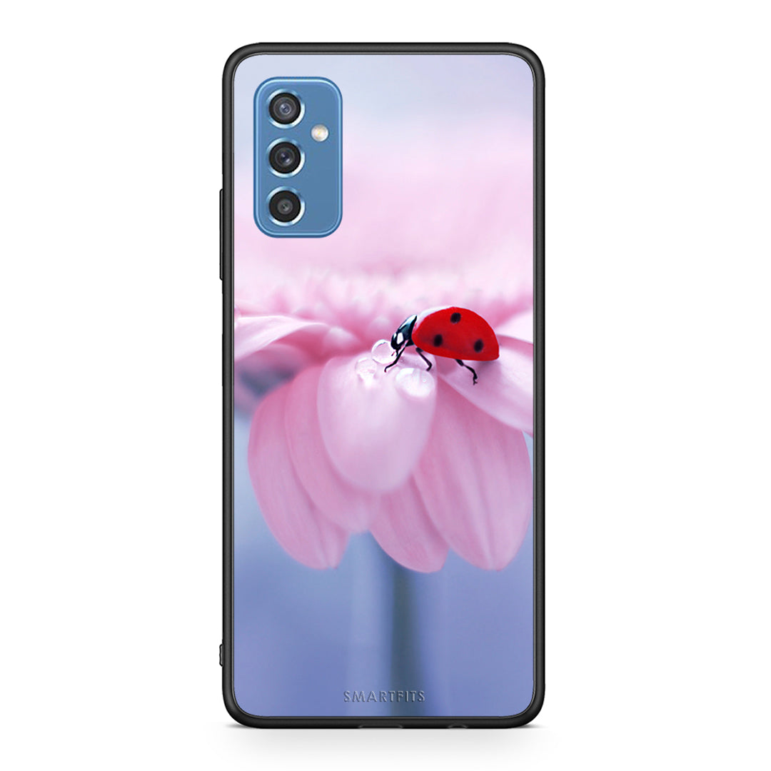 Samsung M52 5G Ladybug Flower θήκη από τη Smartfits με σχέδιο στο πίσω μέρος και μαύρο περίβλημα | Smartphone case with colorful back and black bezels by Smartfits