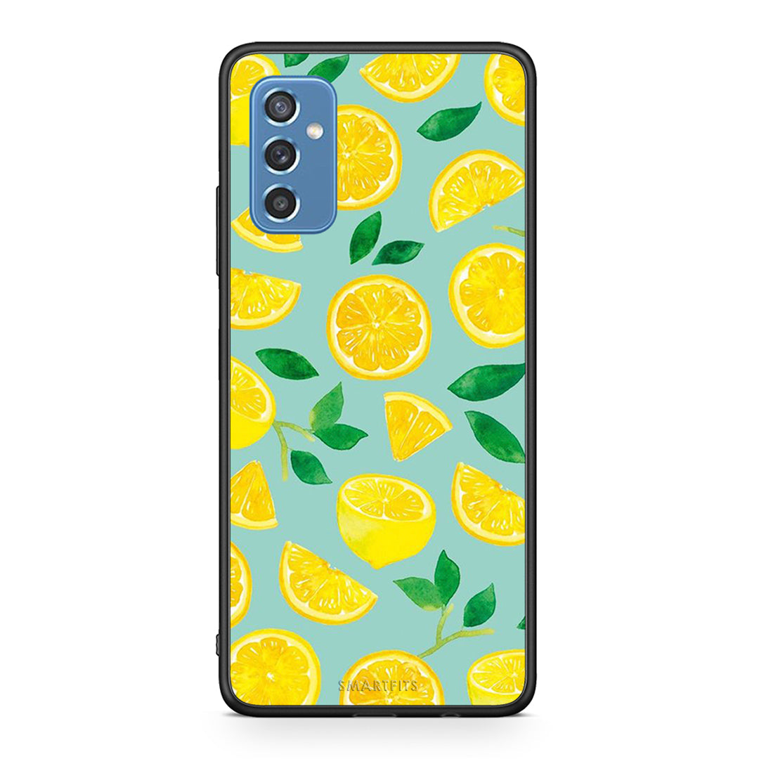 Samsung M52 5G Lemons θήκη από τη Smartfits με σχέδιο στο πίσω μέρος και μαύρο περίβλημα | Smartphone case with colorful back and black bezels by Smartfits