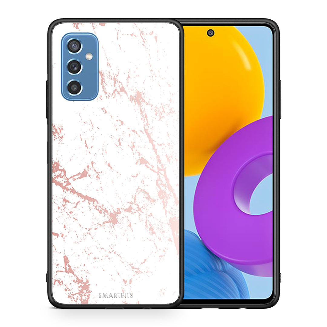 Θήκη Samsung M52 5G Pink Splash Marble από τη Smartfits με σχέδιο στο πίσω μέρος και μαύρο περίβλημα | Samsung M52 5G Pink Splash Marble case with colorful back and black bezels