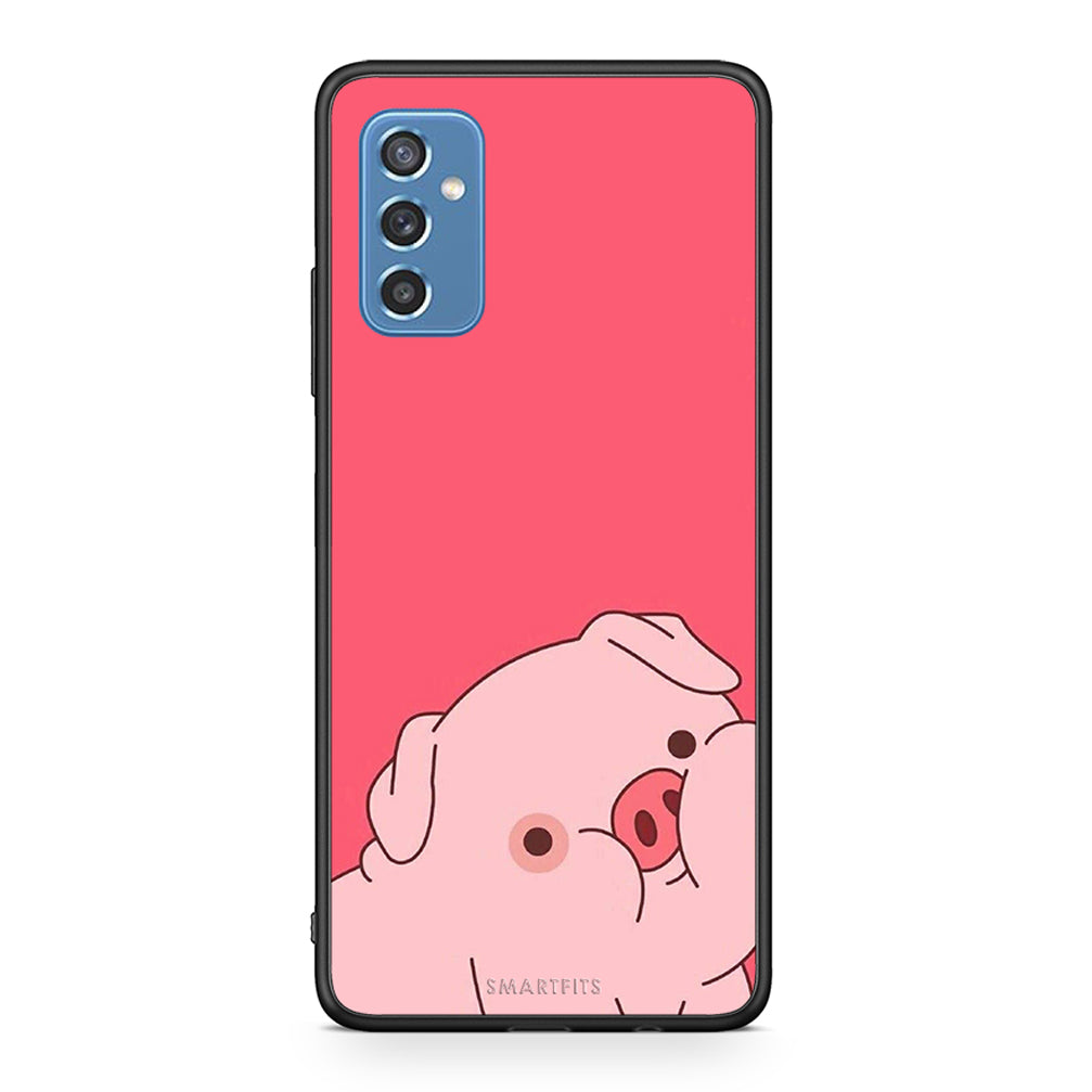 Samsung M52 5G Pig Love 1 Θήκη Αγίου Βαλεντίνου από τη Smartfits με σχέδιο στο πίσω μέρος και μαύρο περίβλημα | Smartphone case with colorful back and black bezels by Smartfits