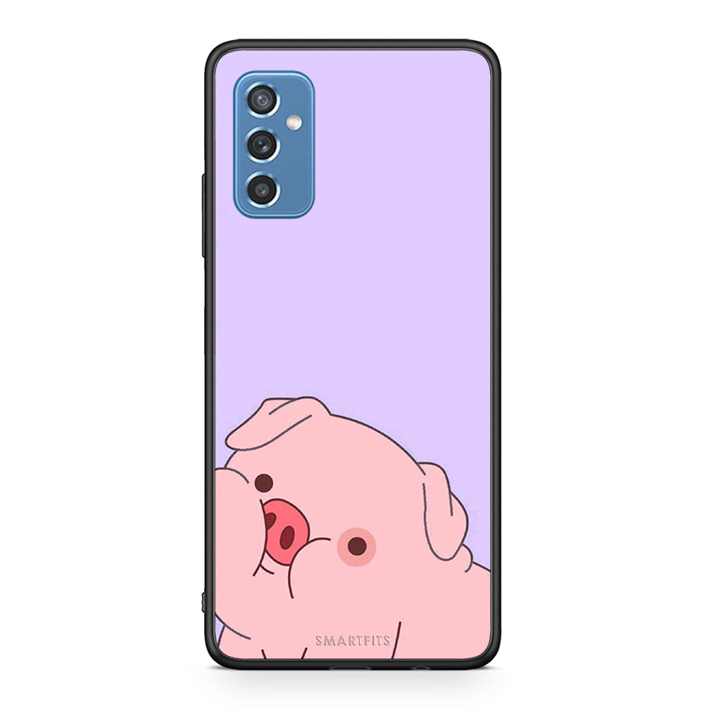 Samsung M52 5G Pig Love 2 Θήκη Αγίου Βαλεντίνου από τη Smartfits με σχέδιο στο πίσω μέρος και μαύρο περίβλημα | Smartphone case with colorful back and black bezels by Smartfits
