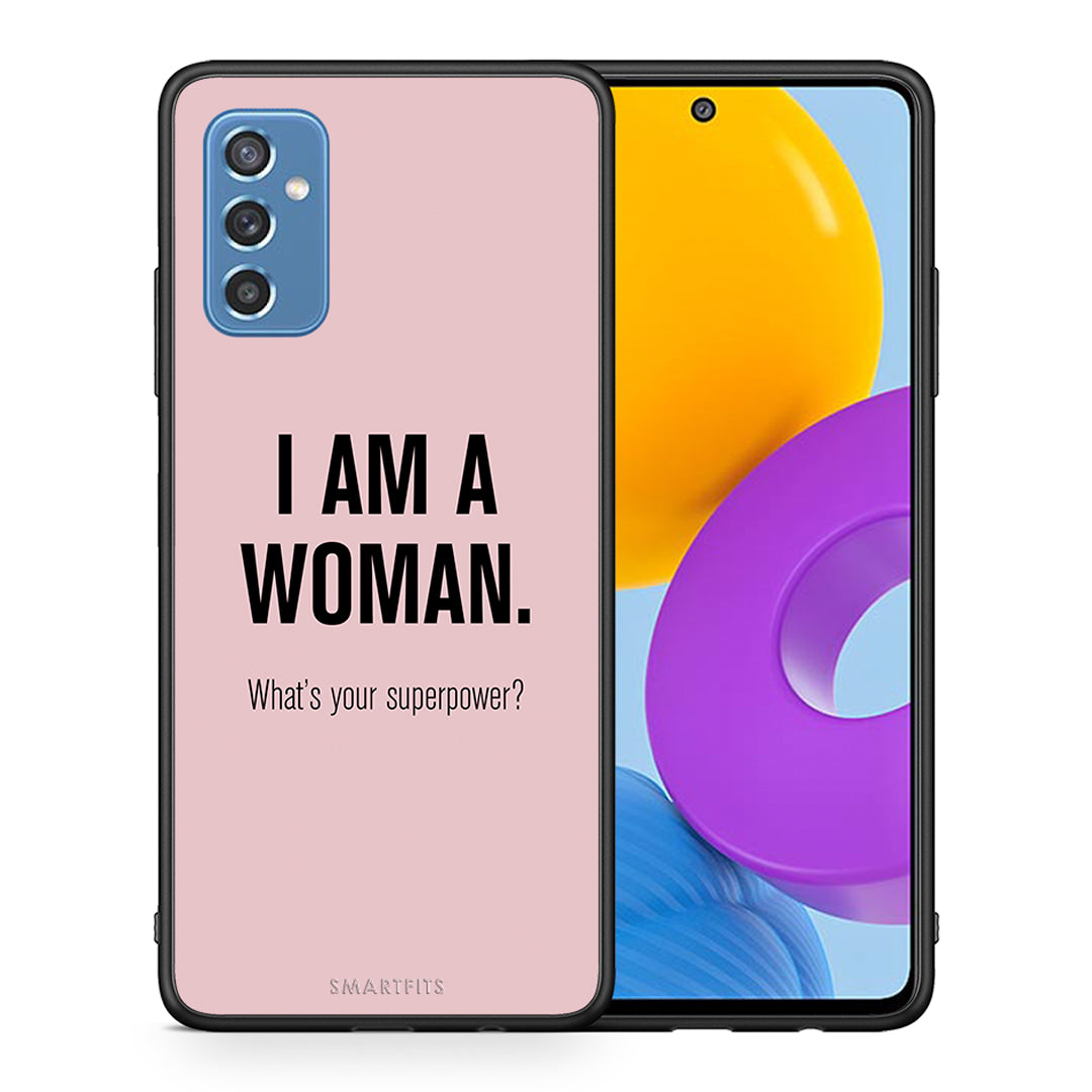 Θήκη Samsung M52 5G Superpower Woman από τη Smartfits με σχέδιο στο πίσω μέρος και μαύρο περίβλημα | Samsung M52 5G Superpower Woman case with colorful back and black bezels