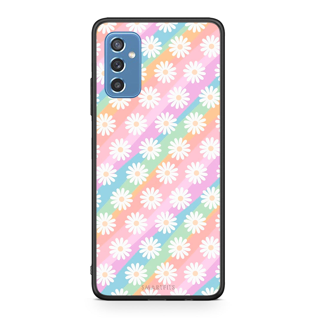 Samsung M52 5G White Daisies θήκη από τη Smartfits με σχέδιο στο πίσω μέρος και μαύρο περίβλημα | Smartphone case with colorful back and black bezels by Smartfits