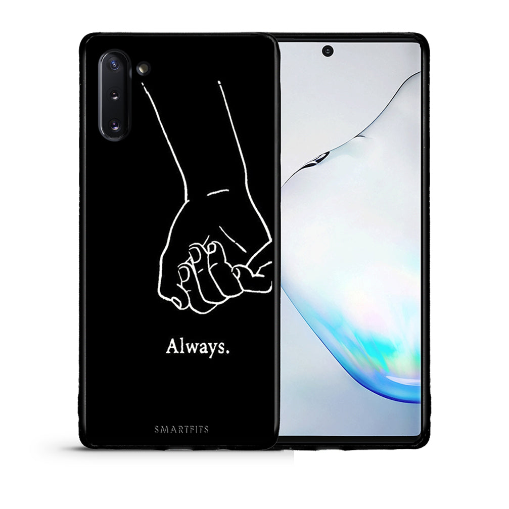 Θήκη Αγίου Βαλεντίνου Samsung Note 10 Always & Forever 1 από τη Smartfits με σχέδιο στο πίσω μέρος και μαύρο περίβλημα | Samsung Note 10 Always & Forever 1 case with colorful back and black bezels