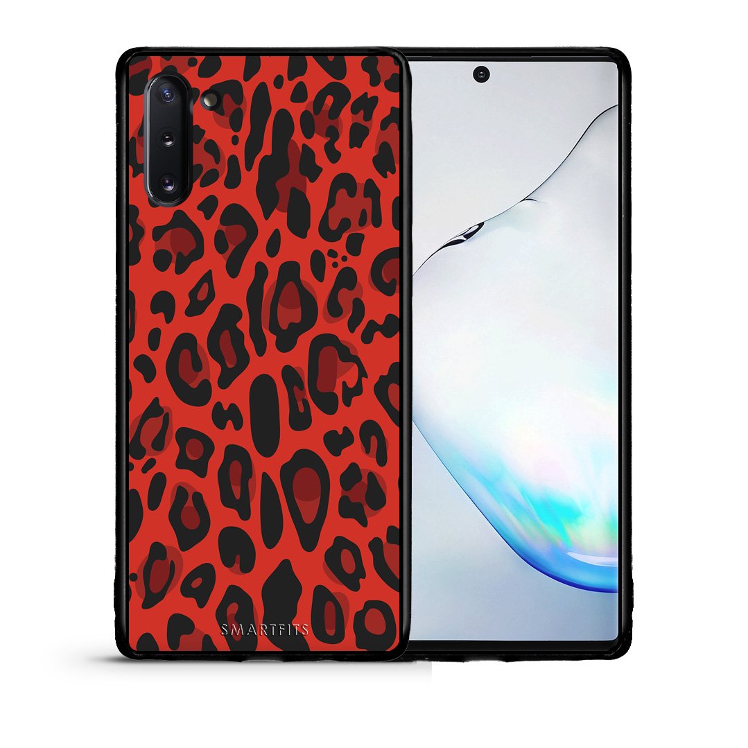 Θήκη Samsung Note 10 Red Leopard Animal από τη Smartfits με σχέδιο στο πίσω μέρος και μαύρο περίβλημα | Samsung Note 10 Red Leopard Animal case with colorful back and black bezels