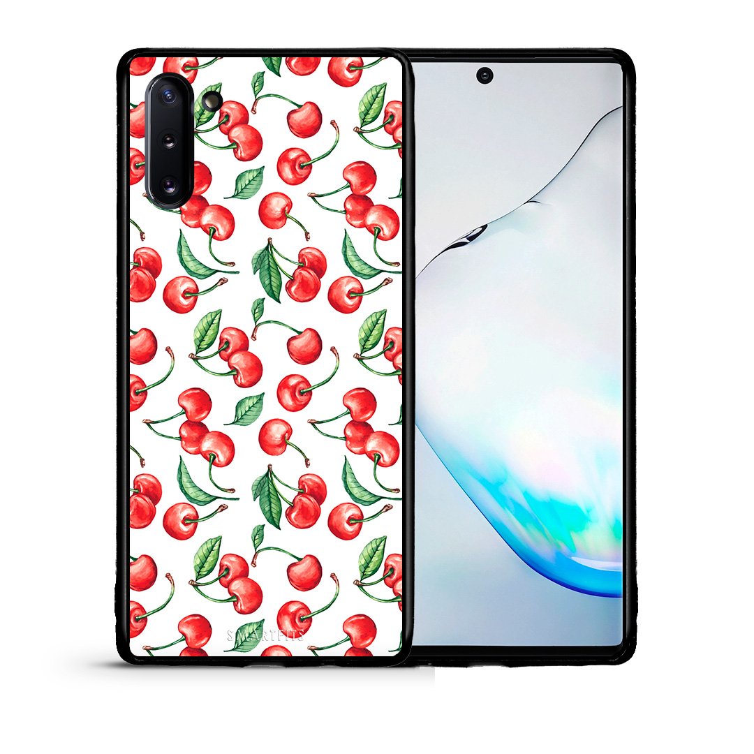 Θήκη Samsung Note 10 Cherry Summer από τη Smartfits με σχέδιο στο πίσω μέρος και μαύρο περίβλημα | Samsung Note 10 Cherry Summer case with colorful back and black bezels