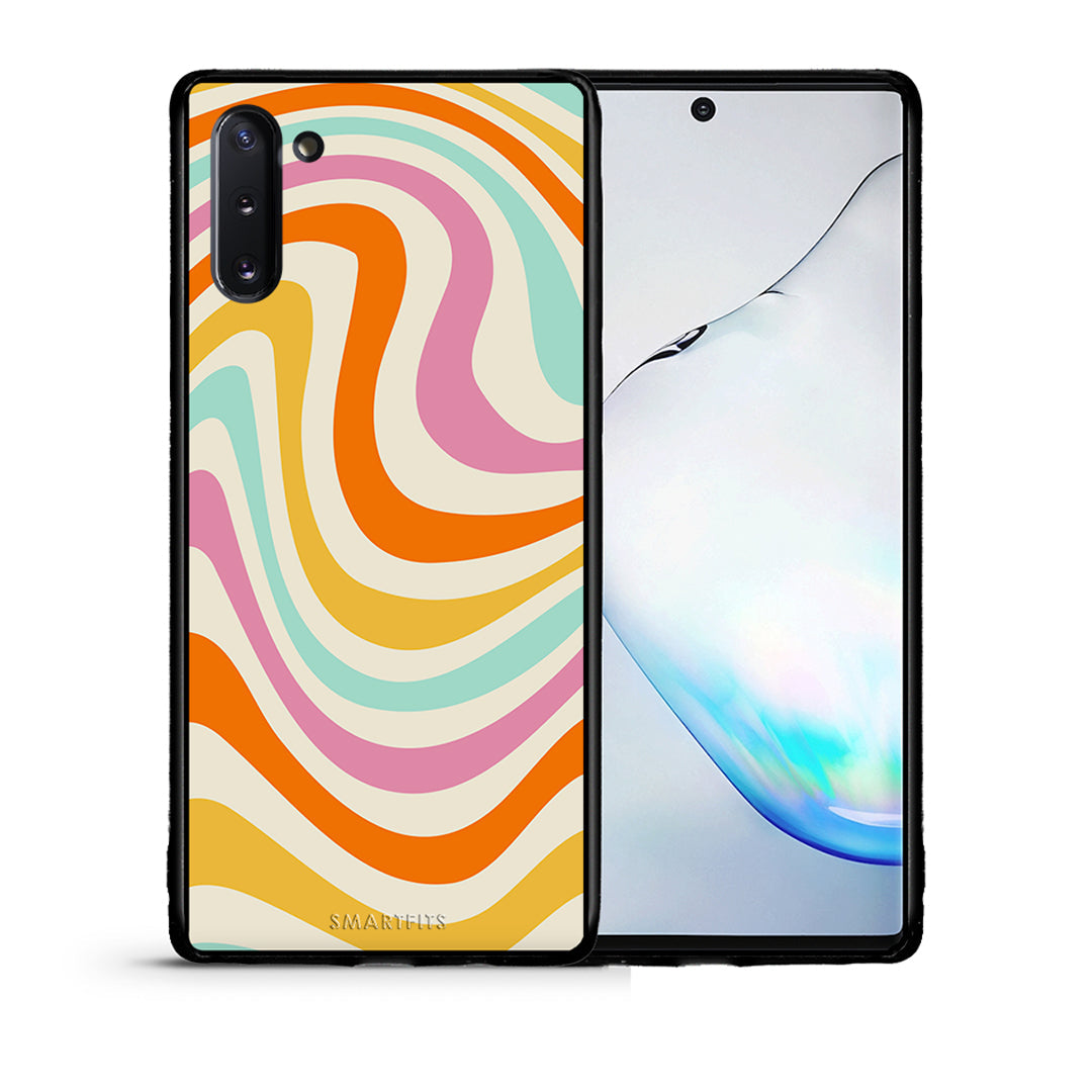 Θήκη Samsung Note 10 Colourful Waves από τη Smartfits με σχέδιο στο πίσω μέρος και μαύρο περίβλημα | Samsung Note 10 Colourful Waves case with colorful back and black bezels