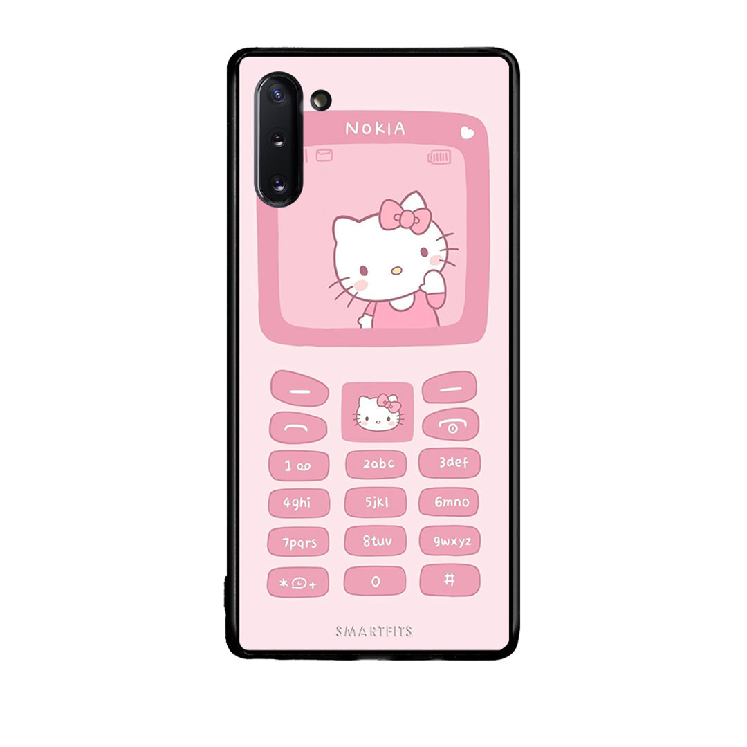 Samsung Note 10 Hello Kitten Θήκη Αγίου Βαλεντίνου από τη Smartfits με σχέδιο στο πίσω μέρος και μαύρο περίβλημα | Smartphone case with colorful back and black bezels by Smartfits