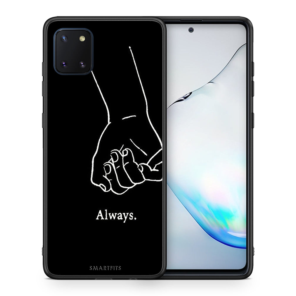 Θήκη Αγίου Βαλεντίνου Samsung Note 10 Lite Always & Forever 1 από τη Smartfits με σχέδιο στο πίσω μέρος και μαύρο περίβλημα | Samsung Note 10 Lite Always & Forever 1 case with colorful back and black bezels