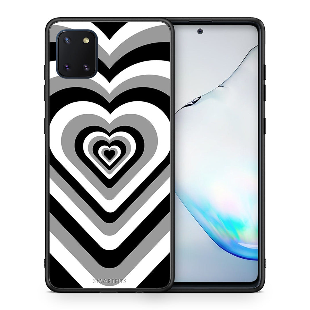 Θήκη Samsung Note 10 Lite Black Hearts από τη Smartfits με σχέδιο στο πίσω μέρος και μαύρο περίβλημα | Samsung Note 10 Lite Black Hearts case with colorful back and black bezels