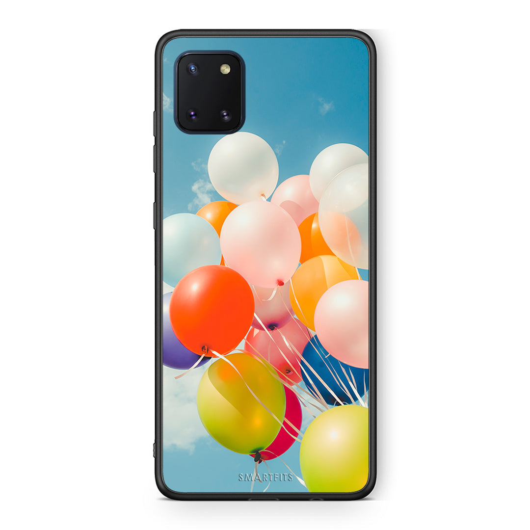 Samsung Note 10 Lite Colorful Balloons θήκη από τη Smartfits με σχέδιο στο πίσω μέρος και μαύρο περίβλημα | Smartphone case with colorful back and black bezels by Smartfits