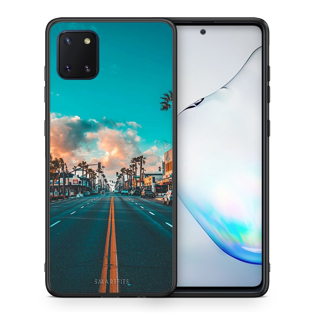 Θήκη Samsung Note 10 Lite City Landscape από τη Smartfits με σχέδιο στο πίσω μέρος και μαύρο περίβλημα | Samsung Note 10 Lite City Landscape case with colorful back and black bezels