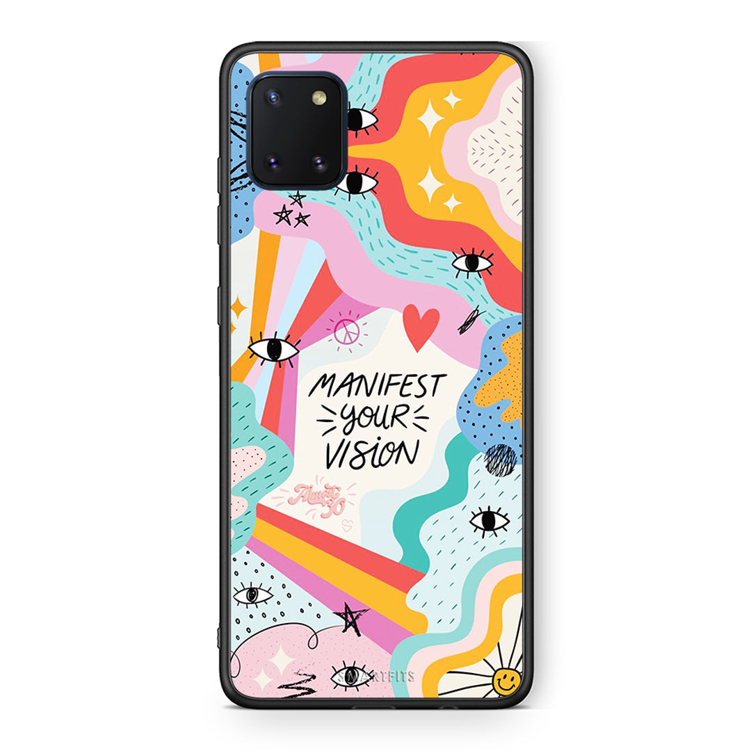 Samsung Note 10 Lite Manifest Your Vision θήκη από τη Smartfits με σχέδιο στο πίσω μέρος και μαύρο περίβλημα | Smartphone case with colorful back and black bezels by Smartfits