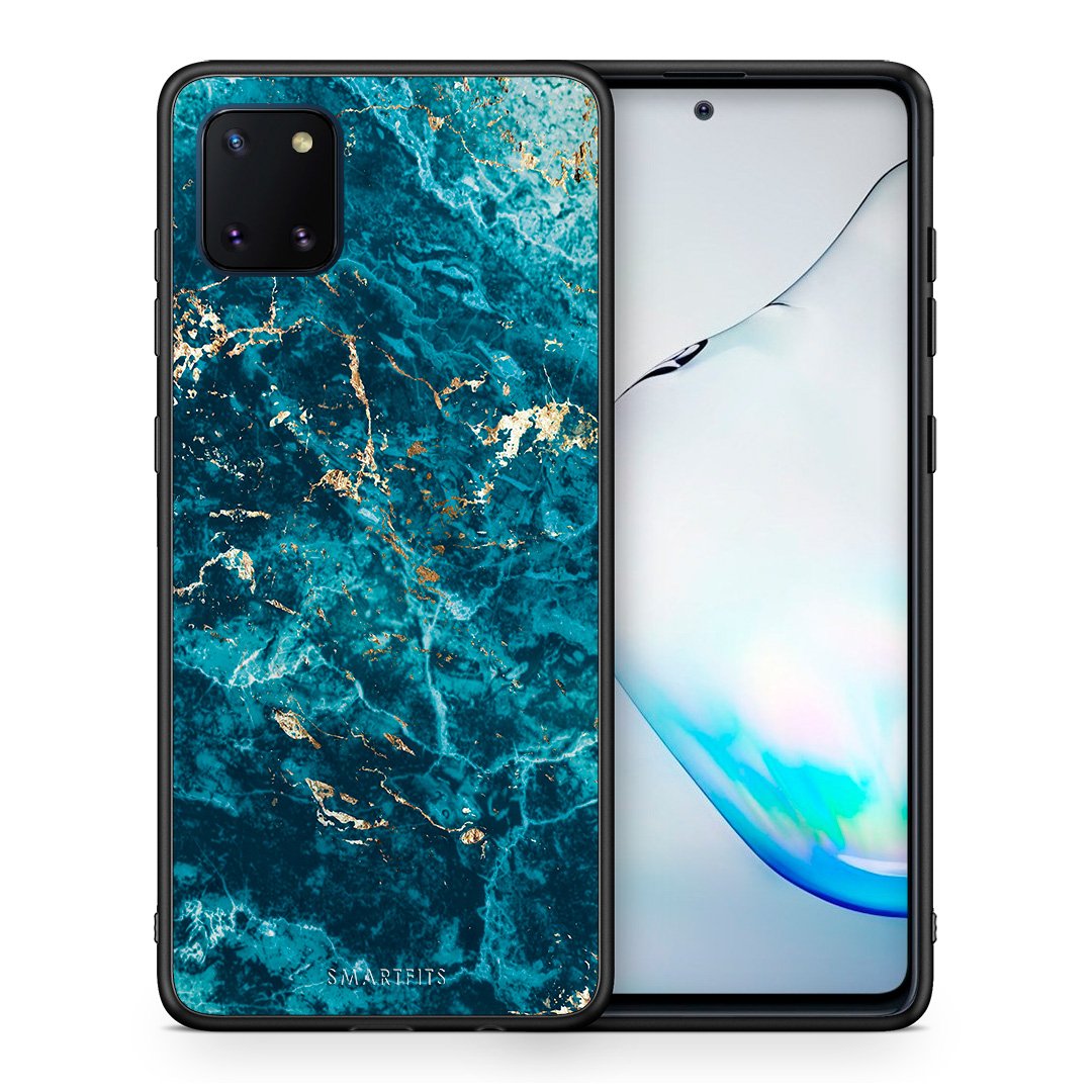 Θήκη Samsung Note 10 Lite Marble Blue από τη Smartfits με σχέδιο στο πίσω μέρος και μαύρο περίβλημα | Samsung Note 10 Lite Marble Blue case with colorful back and black bezels