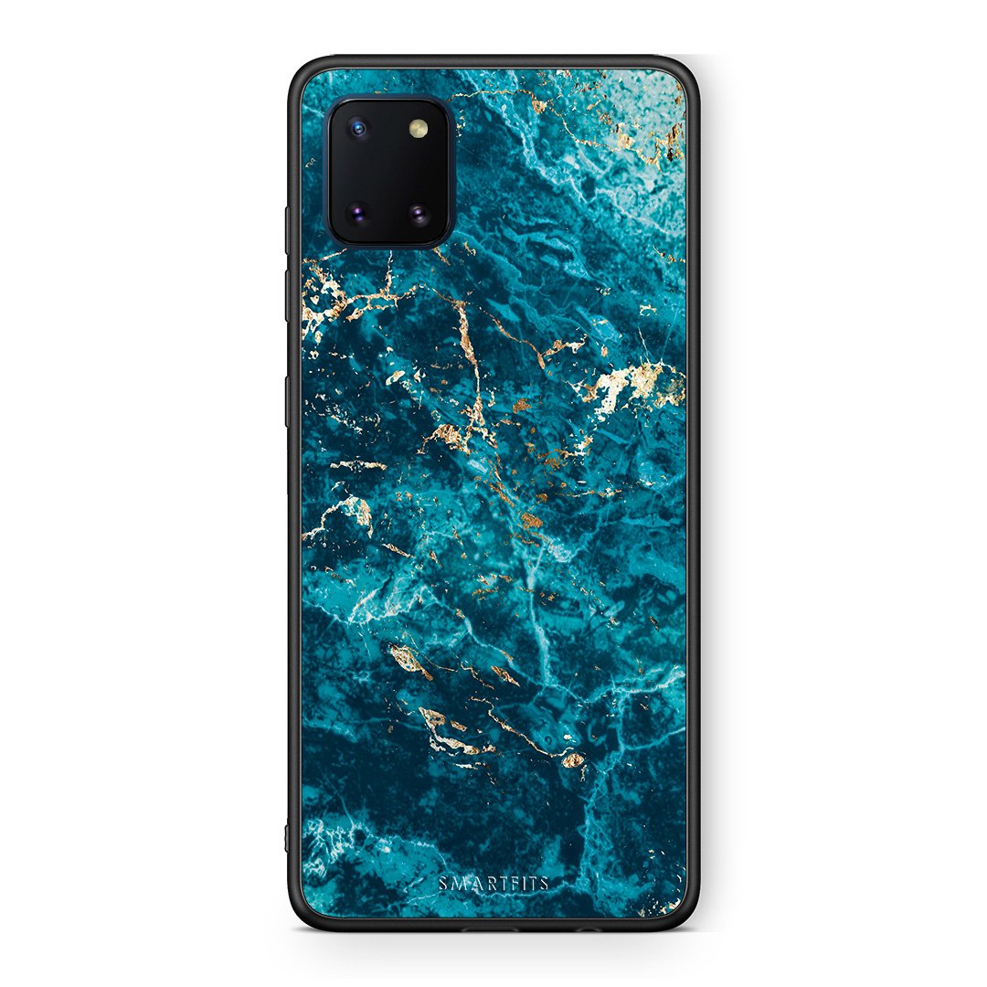 Samsung Note 10 Lite Marble Blue θήκη από τη Smartfits με σχέδιο στο πίσω μέρος και μαύρο περίβλημα | Smartphone case with colorful back and black bezels by Smartfits