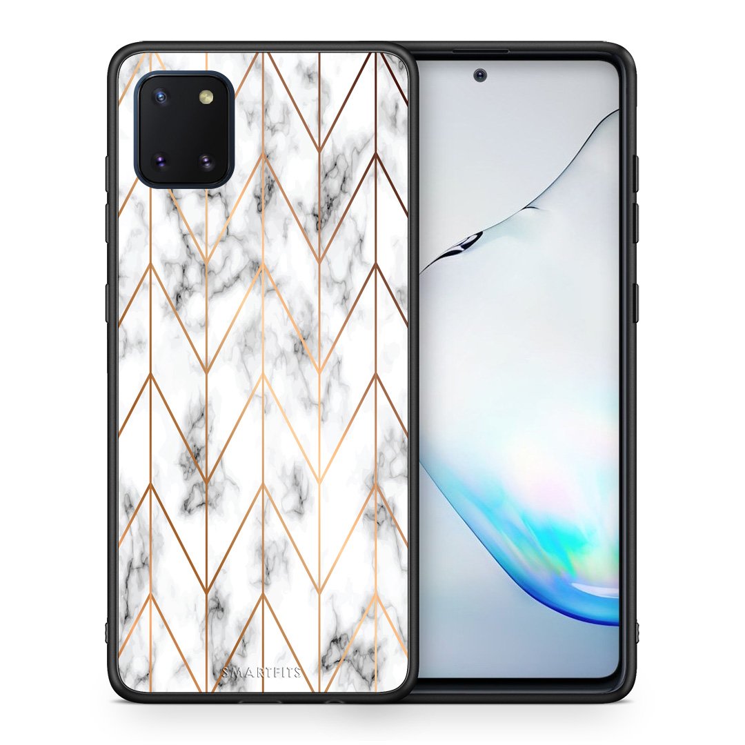 Θήκη Samsung Note 10 Lite Gold Geometric Marble από τη Smartfits με σχέδιο στο πίσω μέρος και μαύρο περίβλημα | Samsung Note 10 Lite Gold Geometric Marble case with colorful back and black bezels