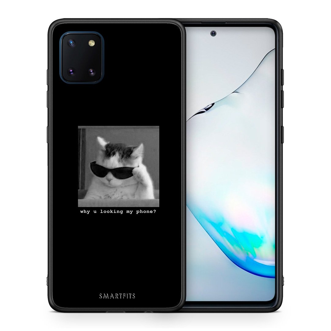 Θήκη Samsung Note 10 Lite Meme Cat από τη Smartfits με σχέδιο στο πίσω μέρος και μαύρο περίβλημα | Samsung Note 10 Lite Meme Cat case with colorful back and black bezels