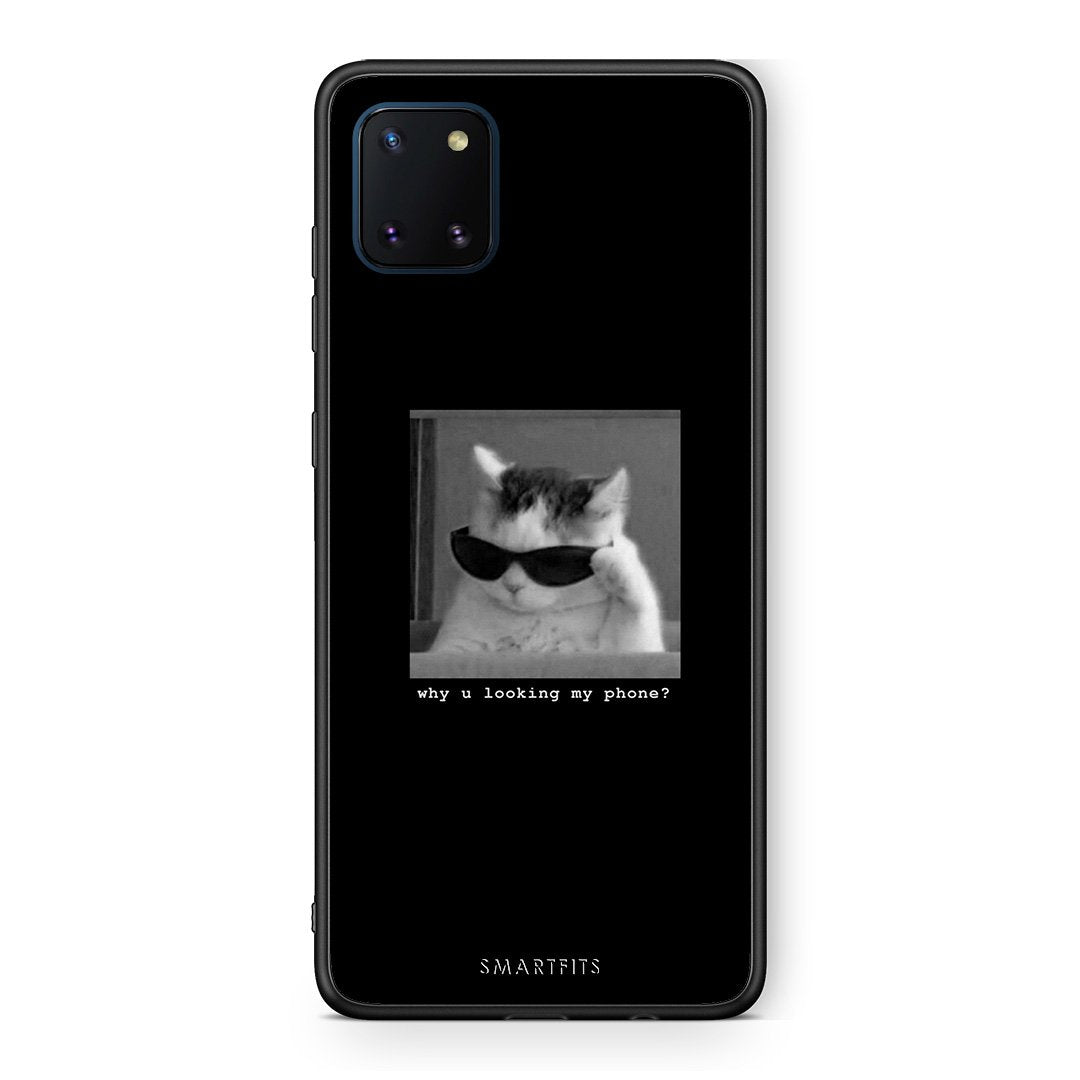 Samsung Note 10 Lite Meme Cat θήκη από τη Smartfits με σχέδιο στο πίσω μέρος και μαύρο περίβλημα | Smartphone case with colorful back and black bezels by Smartfits