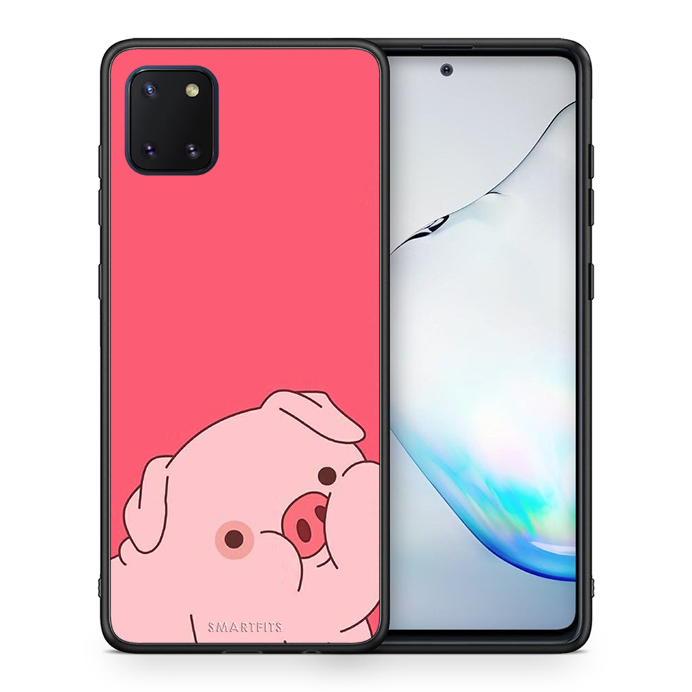 Θήκη Αγίου Βαλεντίνου Samsung Note 10 Lite Pig Love 1 από τη Smartfits με σχέδιο στο πίσω μέρος και μαύρο περίβλημα | Samsung Note 10 Lite Pig Love 1 case with colorful back and black bezels