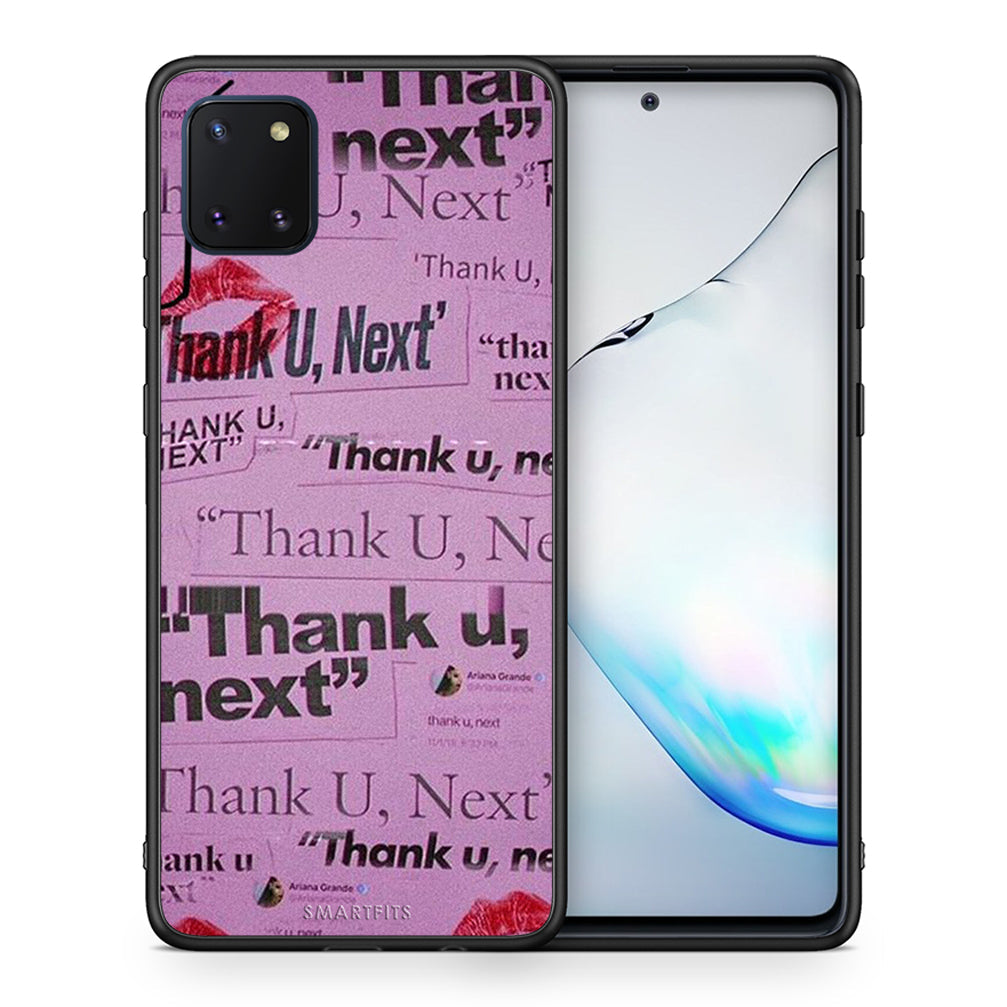 Θήκη Αγίου Βαλεντίνου Samsung Note 10 Lite Thank You Next από τη Smartfits με σχέδιο στο πίσω μέρος και μαύρο περίβλημα | Samsung Note 10 Lite Thank You Next case with colorful back and black bezels