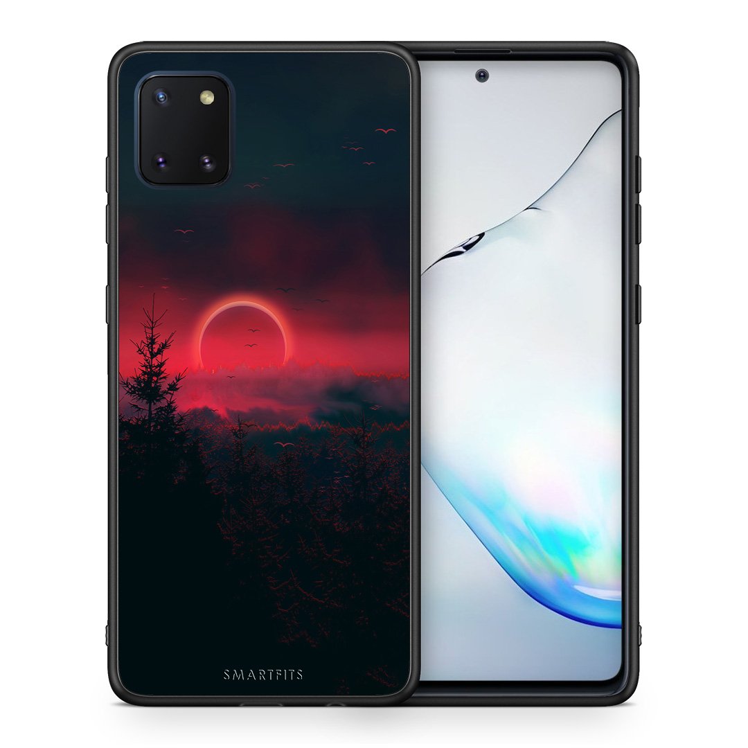 Θήκη Samsung Note 10 Lite Sunset Tropic από τη Smartfits με σχέδιο στο πίσω μέρος και μαύρο περίβλημα | Samsung Note 10 Lite Sunset Tropic case with colorful back and black bezels